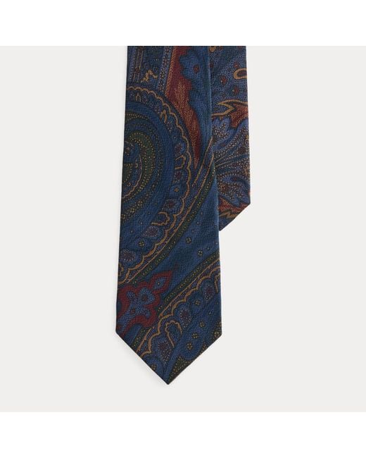 Ralph Lauren Blue Paisley-Print Silk Tie for men