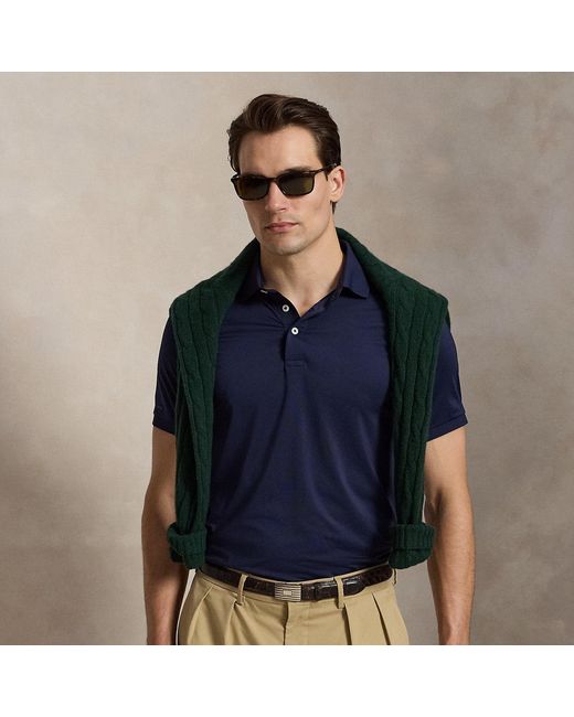 Ralph Lauren Blue Tailored Fit Performance Polo Shirt for men