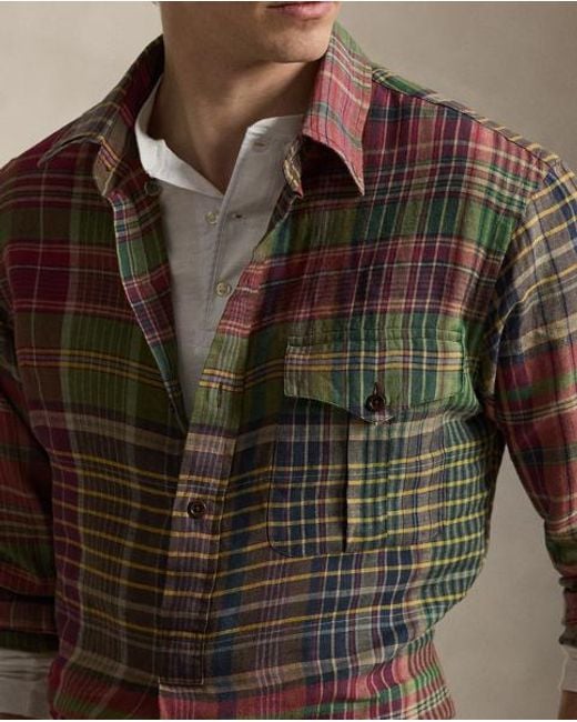 Polo Ralph Lauren Multicolor Classic Fit Plaid Linen Popover Shirt for men