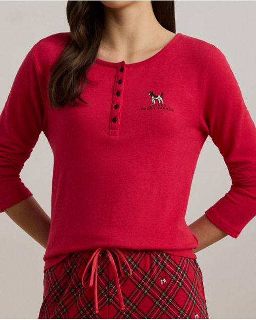 Ralph Lauren Red Terrier Plaid Jersey Jogger Pyjama Set