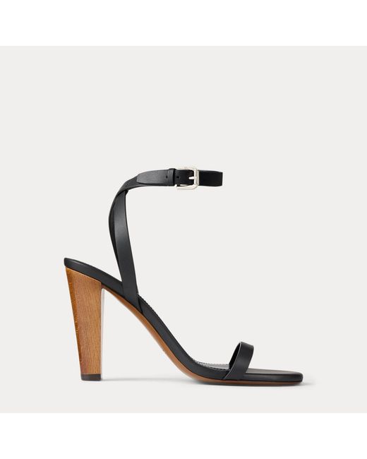 Ralph Lauren Black Graison 95 Mm Lambskin Sandal
