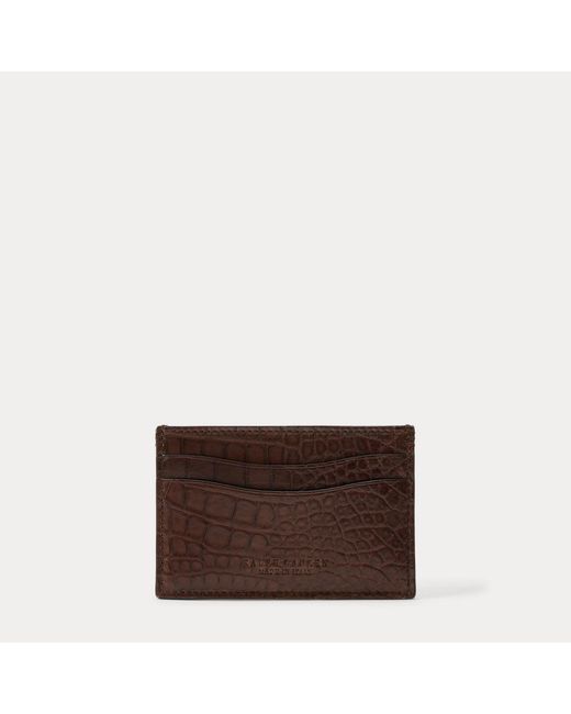 Ralph Lauren Brown Caiman Card Case for men