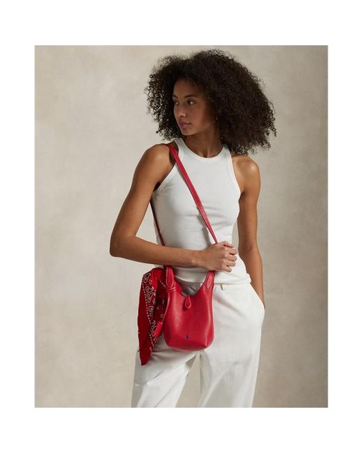 Tote Polo Play piccola in pelle di Polo Ralph Lauren in Red