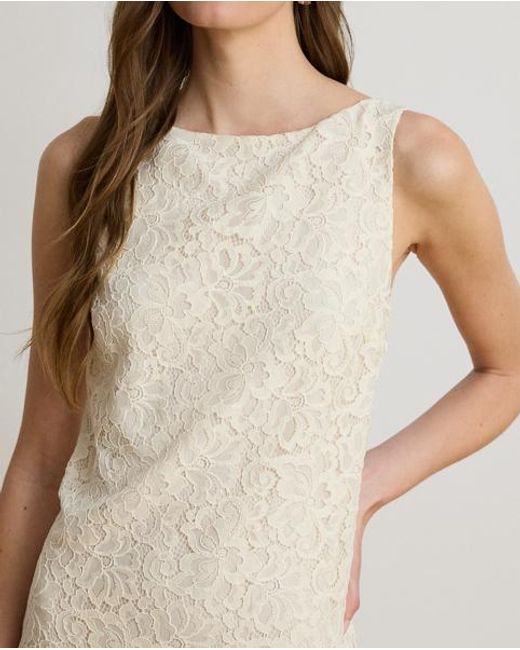 Ralph Lauren Natural Lace Sleeveless Cocktail Dress