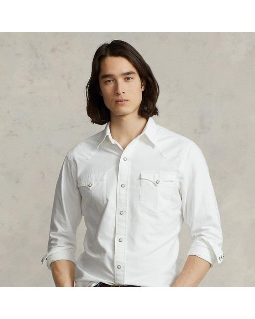 Polo Ralph Lauren Oxford Western Shirt in White for Men | Lyst