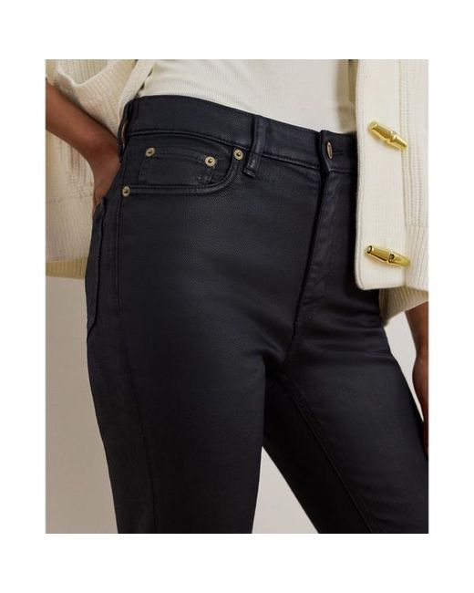 Jeans dritti a vita alta cerati di Ralph Lauren in Black