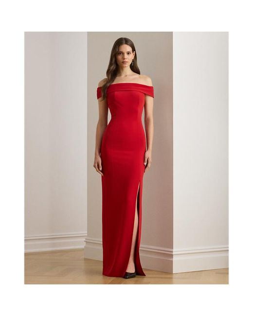 Ralph Lauren Red Ralph Lauren Crepe Off-The-Shoulder Gown