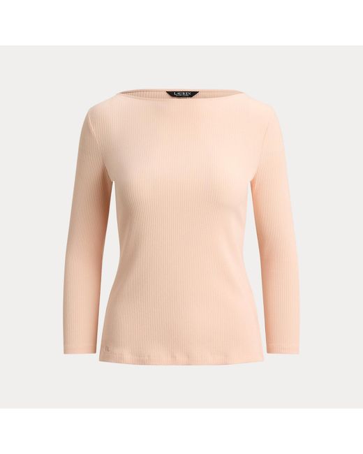 Ralph Lauren Natural Rib-Knit Cotton-Blend Boatneck Tee
