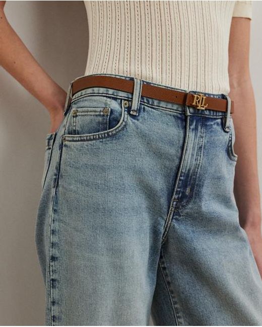 Ralph Lauren Cropped Hoge Jeans Met Wijde Pijp in het Blue