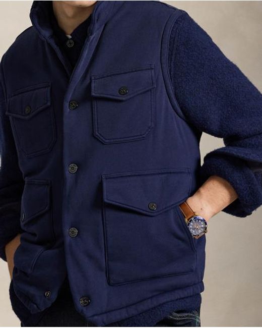Polo Ralph Lauren Blue Loopback Fleece Utility Vest for men