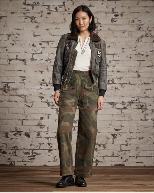 RRL Metallic Shearling-Collar Leather Flight Jacket