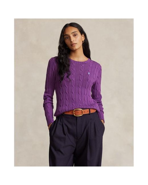 Polo Ralph Lauren Purple Cable-knit Cotton Crewneck Jumper