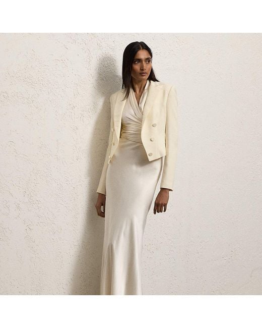Ralph Lauren Natural Masina Stretch Satin Skirt