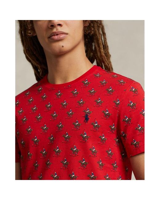 Polo Ralph Lauren Custom-Slim-Fit T-Shirt mit Reitermotiv in Red für Herren