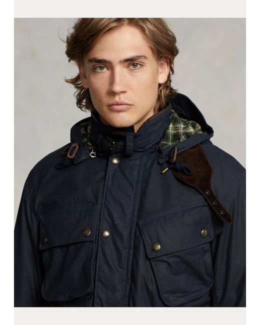 Polo Ralph Lauren Oilcloth Hooded Biker Jacket in Black for Men Lyst UK