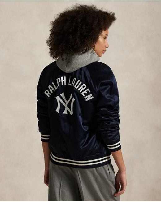 Polo Ralph Lauren Blue Polo Ralph Lauren Lauren Yankees Satin Jacket for men