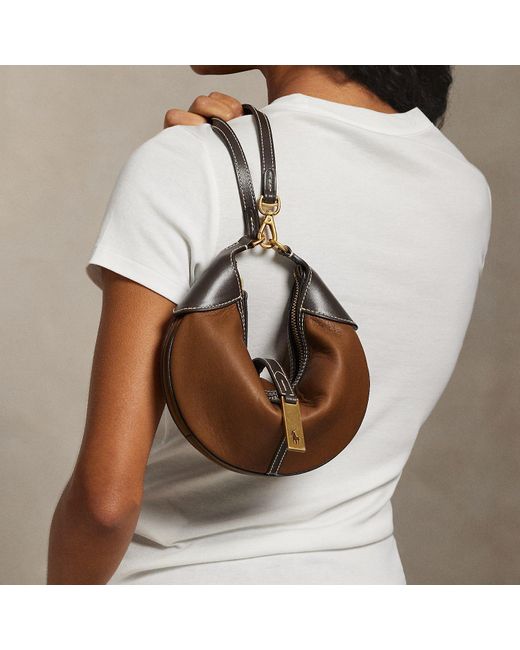 Polo Ralph Lauren Brown Polo Id Leather Mini Shoulder Bag