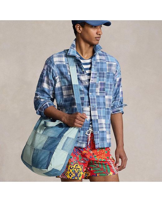 Shopper tote in denim patchwork di Polo Ralph Lauren in Blue da Uomo