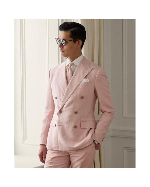 Giacca Kent in lino e seta fatta a mano di Ralph Lauren in Pink da Uomo