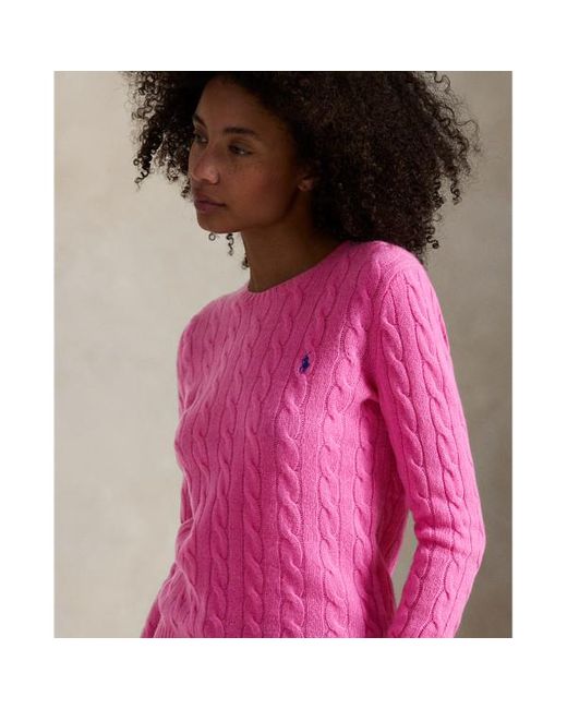 Girocollo in lana e cashmere a trecce di Polo Ralph Lauren in Pink