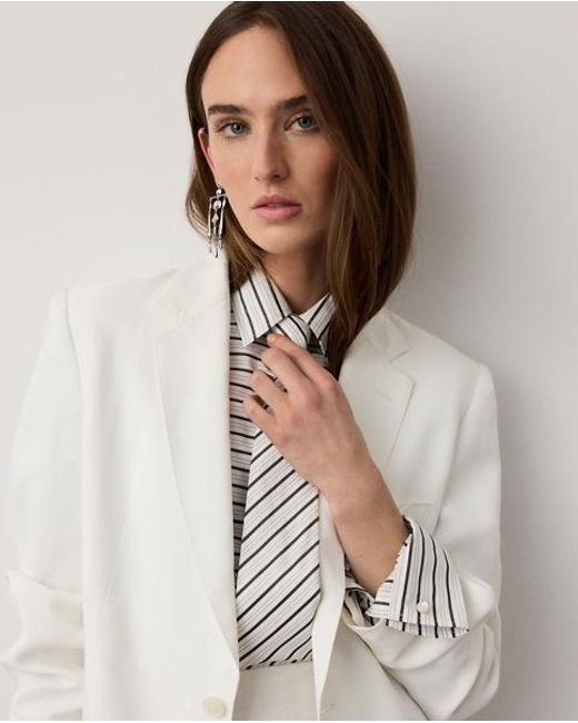 Ralph Lauren Gray Tamara Striped Cotton Shirt