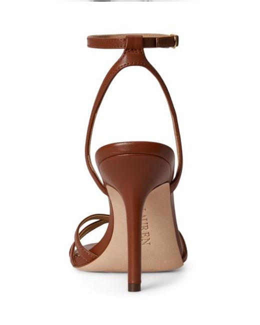 Ralph Lauren Brown Kendyl Nappa Leather Sandal