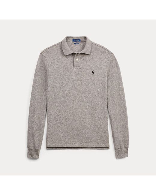 Polo Ralph Lauren Gray Slim Fit Mesh Long-sleeve Polo for men