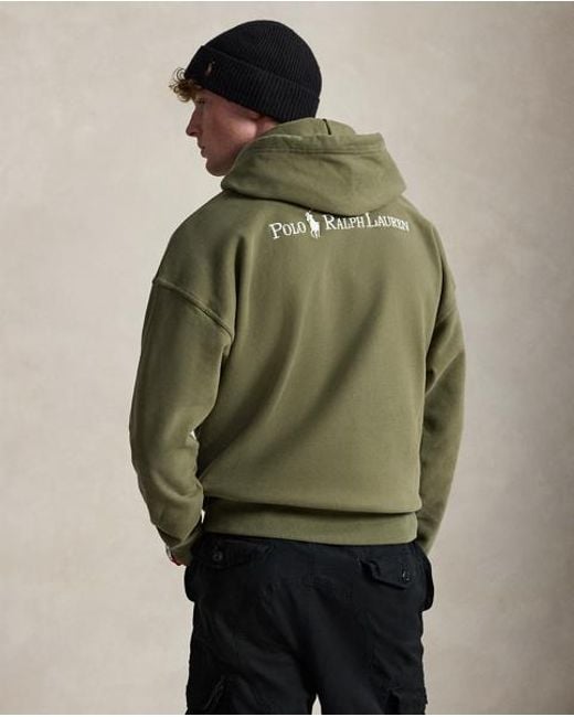 Polo Ralph Lauren Green Relaxed Fit Logo Fleece Hoodie for men