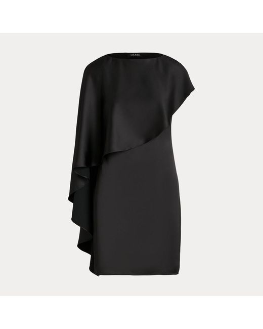 Vestido de cóctel de raso con capa Lauren by Ralph Lauren de color Black