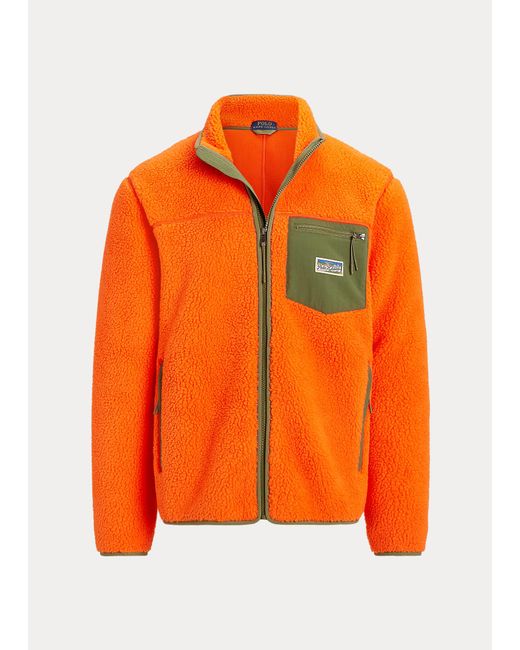 Polo Ralph Lauren Orange Bonded Pile Fleece Jacket for men