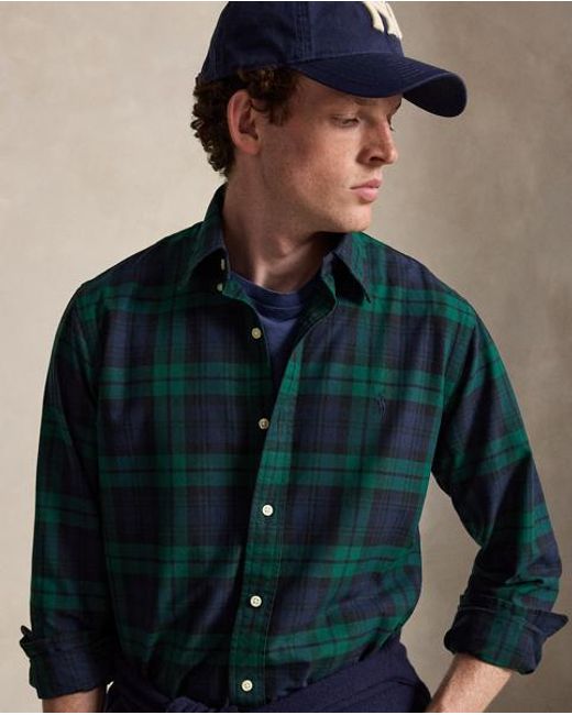 Polo Ralph Lauren Blue Custom Fit Tattersall Oxford Shirt for men
