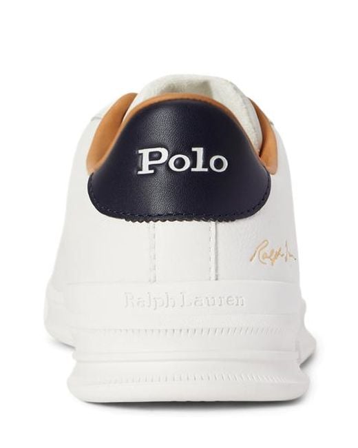 Ralph Lauren White Heritage Court Ii Leather Trainer for men