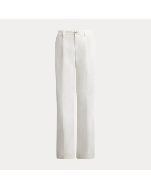 Polo Ralph Lauren White Pleated Cotton-Blend Relaxed Trouser