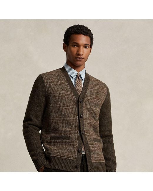 Cardigan in lana a pannelli da Uomo di Polo Ralph Lauren in Marrone | Lyst