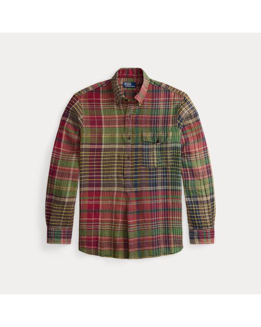 Polo Ralph Lauren Multicolor Classic Fit Plaid Linen Popover Shirt for men
