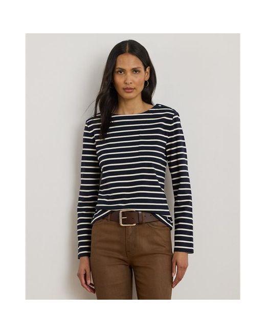 Maglia in jersey a righe con automatici di Ralph Lauren in Black