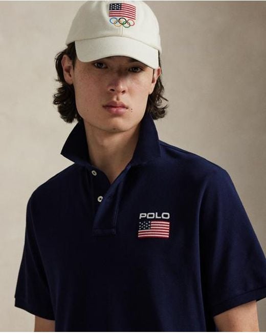 Polo Ralph Lauren Classic-Fit Mesh-Poloshirt Mit Flagge in Blue für Herren