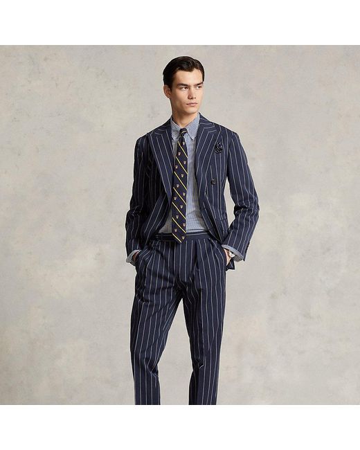 Polo Ralph Lauren Gestreifte Twill-Anzughose mit Falten in Blau für Herren  | Lyst DE