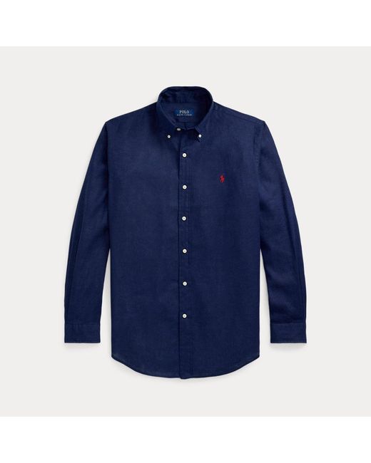 Camisa De Lino Y Algodón Custom Fit Polo Ralph Lauren de hombre de color Blue