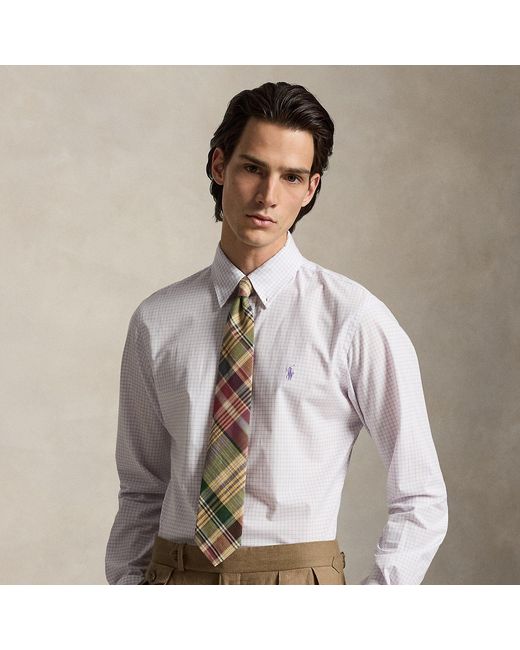Polo Ralph Lauren White Custom Fit Checked Stretch Poplin Shirt for men