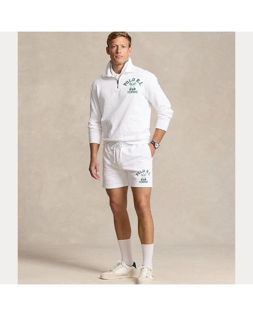 Polo Ralph Lauren White Wimbledon Fleece Collared Sweatshirt for men