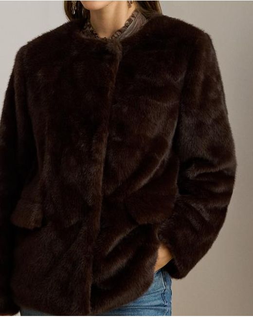 Ralph Lauren Black Faux-Fur Coat