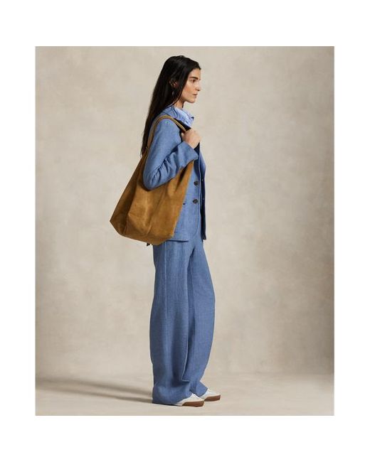 Pantaloni in cotone e lino a gamba larga di Ralph Lauren in Blue