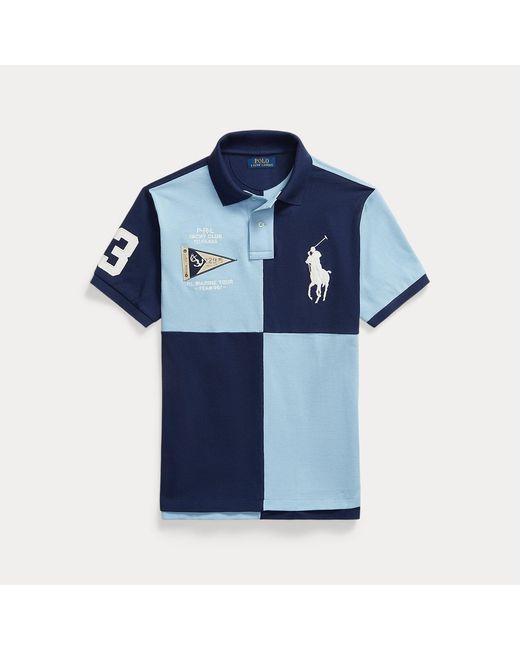 Polo Ralph Lauren Blue Custom Slim Fit Big Pony Mesh Polo Shirt for men