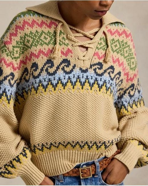 Polo Ralph Lauren Metallic Fair Isle Lace-Up Jumper