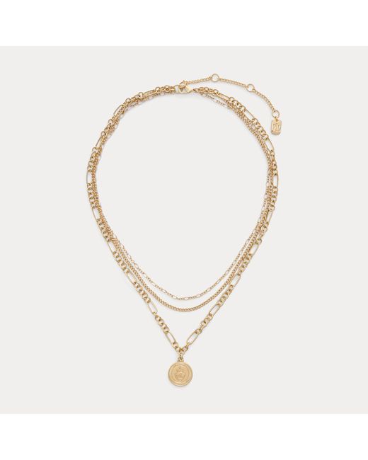 Ralph Lauren Metallic Layered-Tone Logo Pendant Necklace
