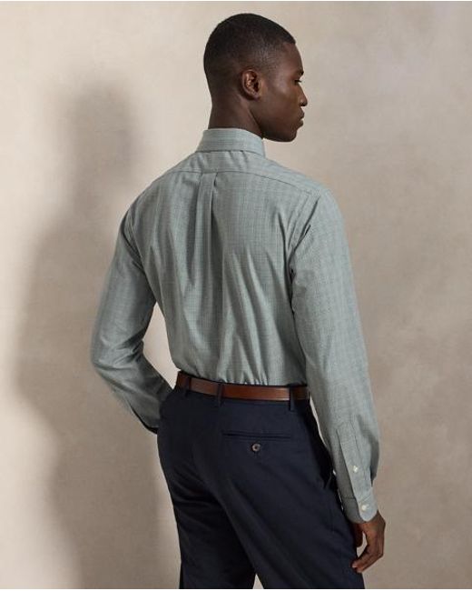 Polo Ralph Lauren Green Custom Fit Checked Stretch Poplin Shirt for men