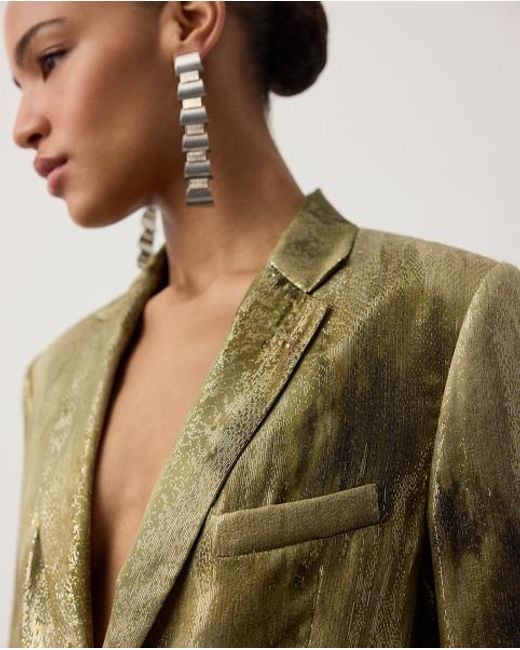 Ralph Lauren Green Marcy Abstract Metallic Jacquard Jacket