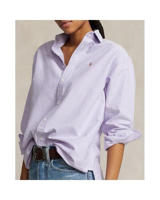 Polo Ralph Lauren Ruimvallend Katoenen Oxford Overhemd in het Purple