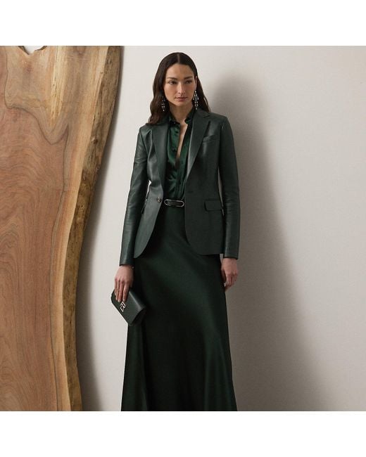 Ralph Lauren Black Masina Stretch Satin Skirt